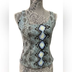 June - Y2K Blue Snake Print Tank Top | Size Large